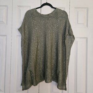 Green Sequin Knitted Poncho